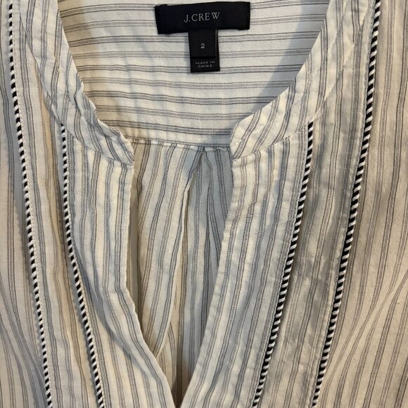 J. Crew Light, Long Sleeve V-Cotton Shirt, Gray, White and Black, Size S - Picture 3 of 7